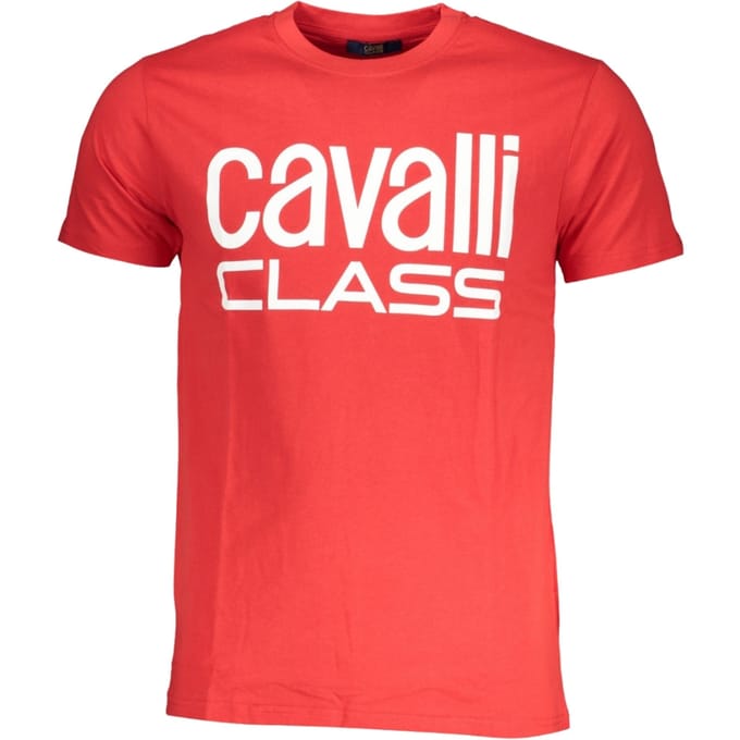 Cavalli Class Bold Witte Logo Rode T-Shirt