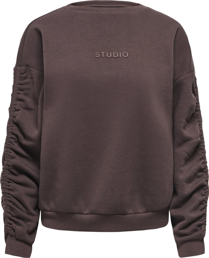 Only Trui Onlsweat L/s Ruched Crew Swt 15382073 Coffee Bean/brown Stud Dames Maat - S