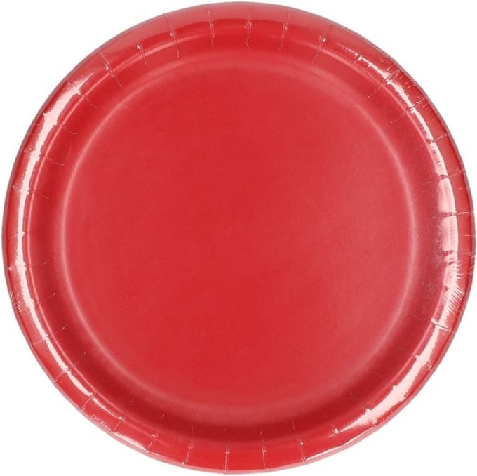 Feest bordjes - set 40x stuks - rood - dia 23 cm - Wegwerpborden - karton - Feestartikelen