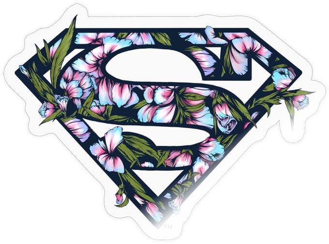 Superman S Schild Met Bloemen Sticker maat S (10 x 10 cm)