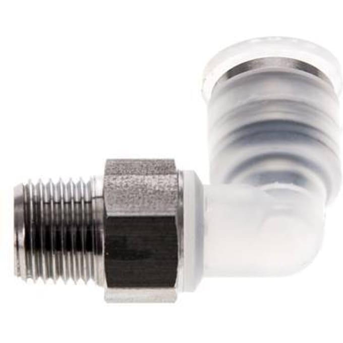 6mm x R1/8'' 90 graden L-verbinding PA/RVS Insteekfitting Buitendraad Draaibaar EPDM/PTFE