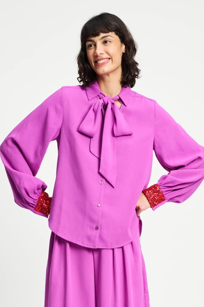 Blouse Bow Frosting Pink