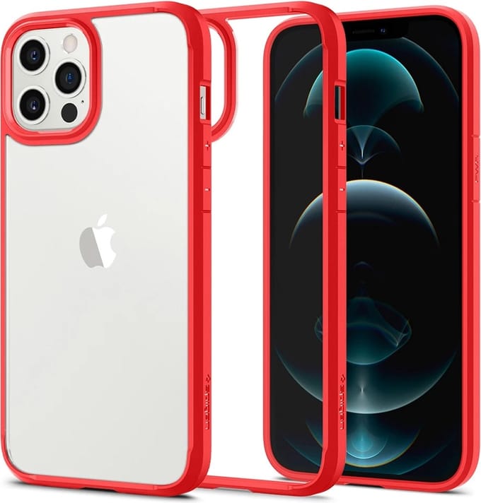 Spigen Ultra Hybrid Apple iPhone 12 Pro Max Hoesje Transparant/Rood