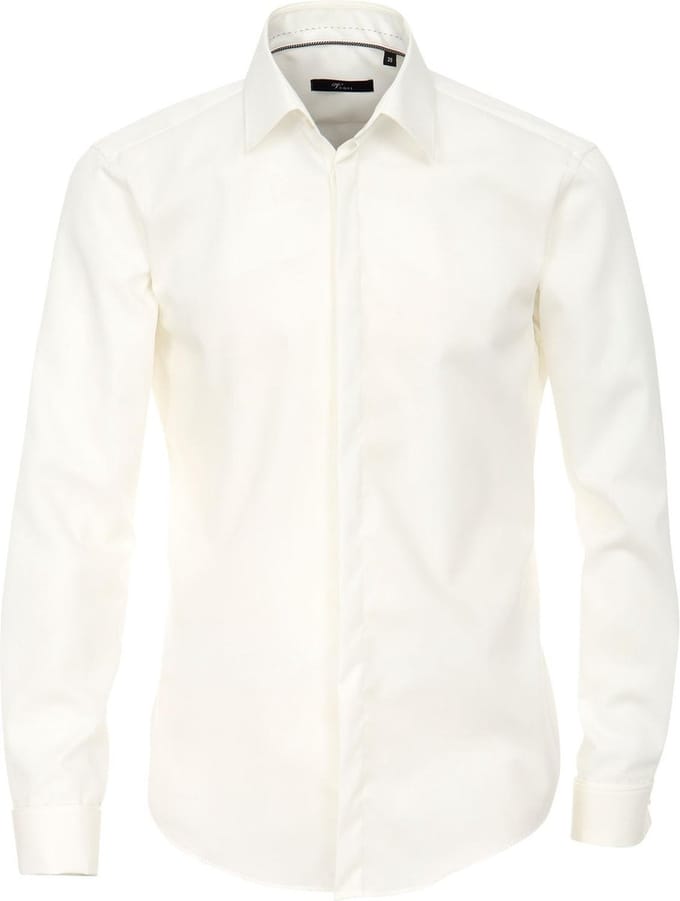VENTI modern fit smoking overhemd - dubbele manchet en Kent kraag - popeline - beige - Strijkvrij - Boordmaat: 37 (EU maat: S)