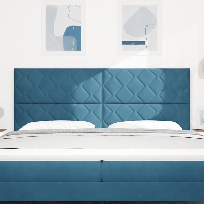vidaXL - LED - Hoofdbord - Donkerblauw - 200 - cm - Fluweel