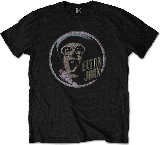 Elton John - Circle Heren T-shirt - S - Zwart