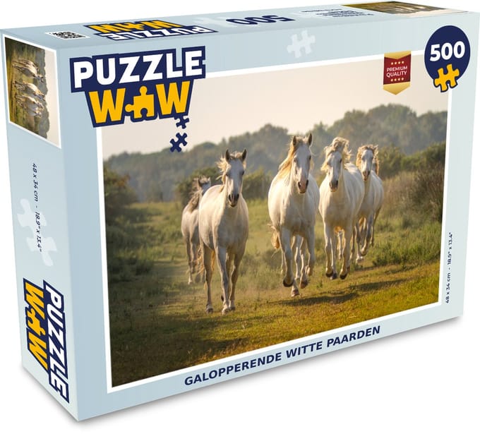 Puzzel Galopperende witte paarden - Legpuzzel - Puzzel 500 stukjes