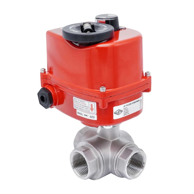 Rp 1 1/4'' 3-Weg RVS Elektrische Kogelkraan L-Port 24 V AC/DC