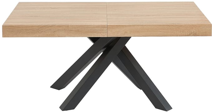 Vente-unique Uitschuifbare eettafel 6 tot 10 personen van MDF en hevea - Naturel en zwart - CATONAV