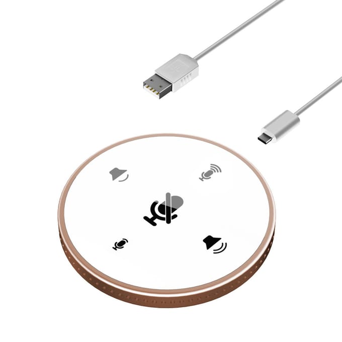 Haut-parleur de conférence USB de bureau, Microphone intégré, ordinateur omnidirectionnel à 360 degrés or