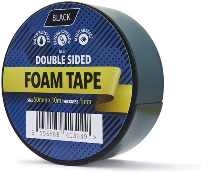 Dubbelzijdige foam tape - 12mm x 10m - Zwart