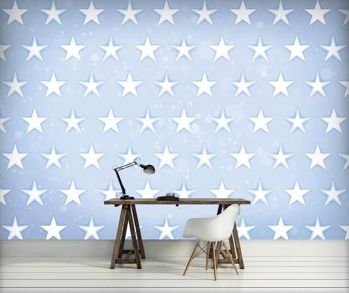 Poster | Blauw , Wit | 104 x 70,5 cm