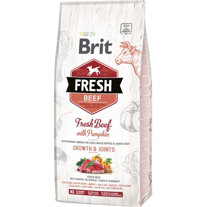 Brit Fresh Rund met pompoen Puppy Large - Dubbelpak: 2 x 12 kg