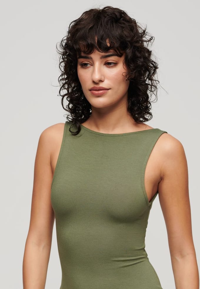 Superdry - Jersey midi-jurk met gedraaide achterkant - Dames - Jurken