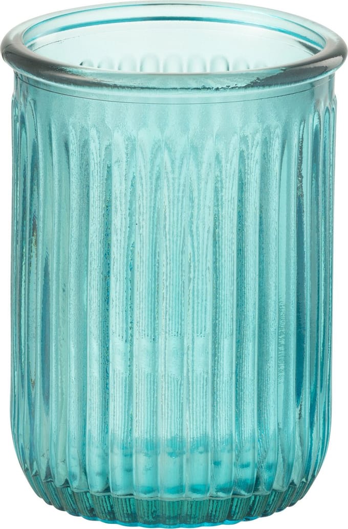 J-Line vaas Stripe - glas - blauw - Ø 14.5 cm