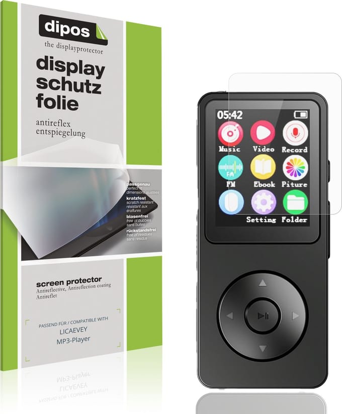 dipos – 4x Matte Beschermfolie geschikt voor LICAEVEY MP3-Player | Krasbestendige & antireflecterende Screenprotector Ultra-Thin