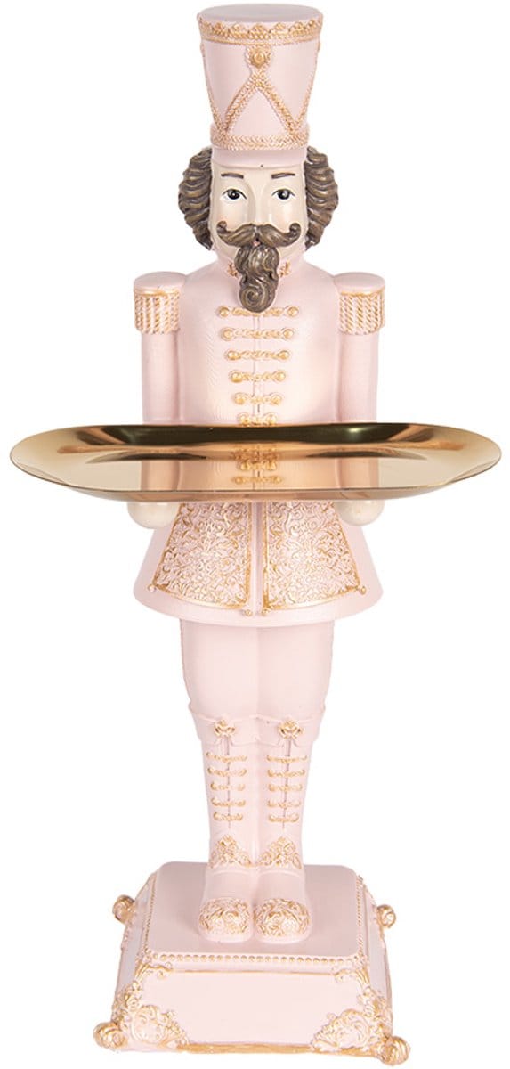 Clayre & Eef Kerstdecoratie Beeld Notenkraker 18x17x40 cm Roze Kunststof