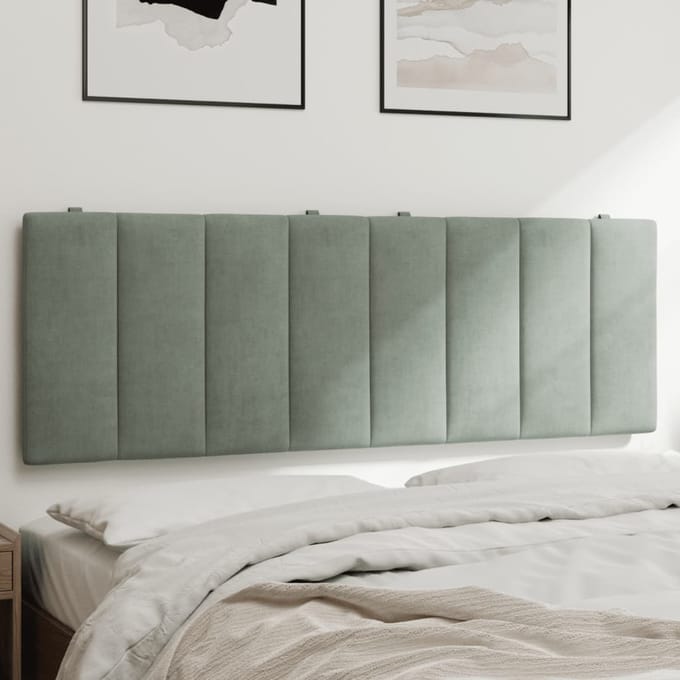 vidaXL - Hoofdbordkussen - "Hanko" - 120 - cm - fluweel - lichtgrijs