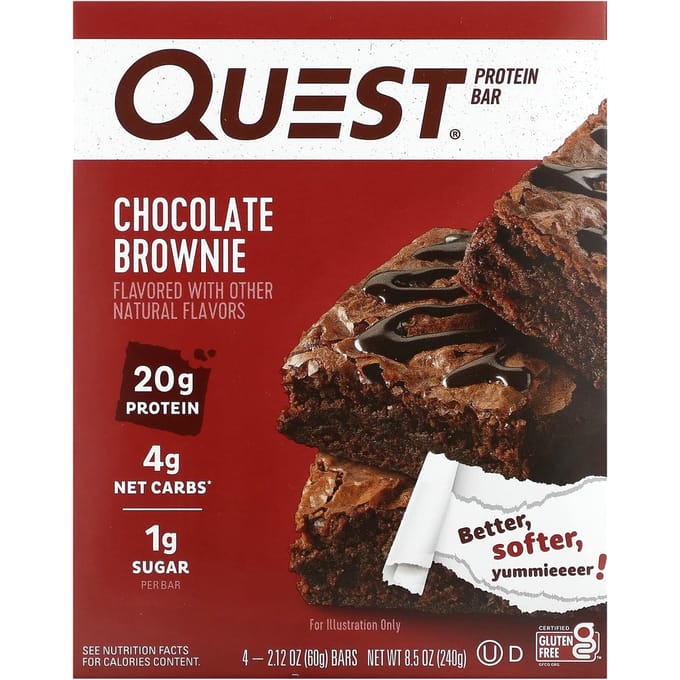 Quest Nutrition, Eiwitreep, Chocolate Brownie, 4 repen, 60 g (2.12 oz) elk