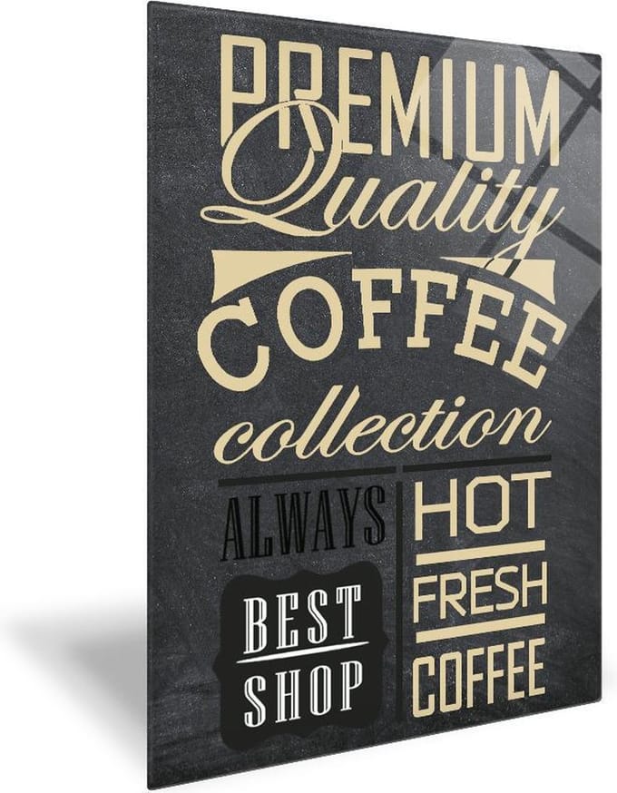 Coffee Collection Tempered Glas Wandbord 30cm x 40cm - Glazen Wandbord