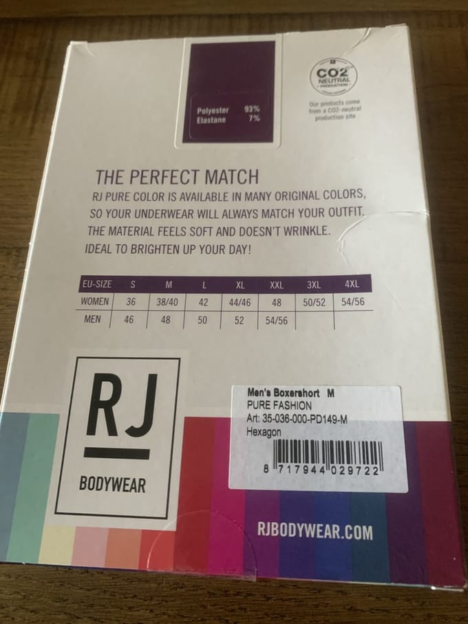 RJ Bodywear Pure Color Micro Hexagon maat M