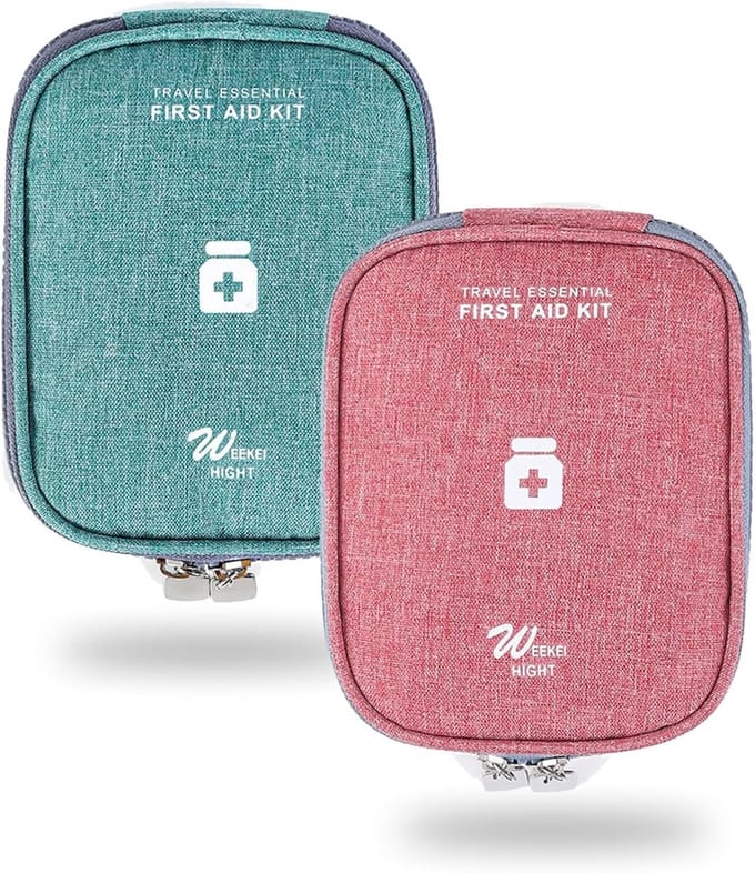 Reisapotheek Set van 2 Stuks, Mini Eerste Hulp Tas, Draagbare Medicijn Organizer voor Camping en Reizen, Compact en Handig