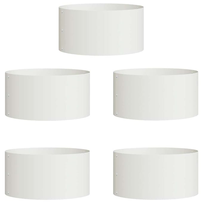 vidaXL - Plantenring - 5 - st - Wit - 40 - x - 40 - x - 20 - cm - Koudgewalst - staal