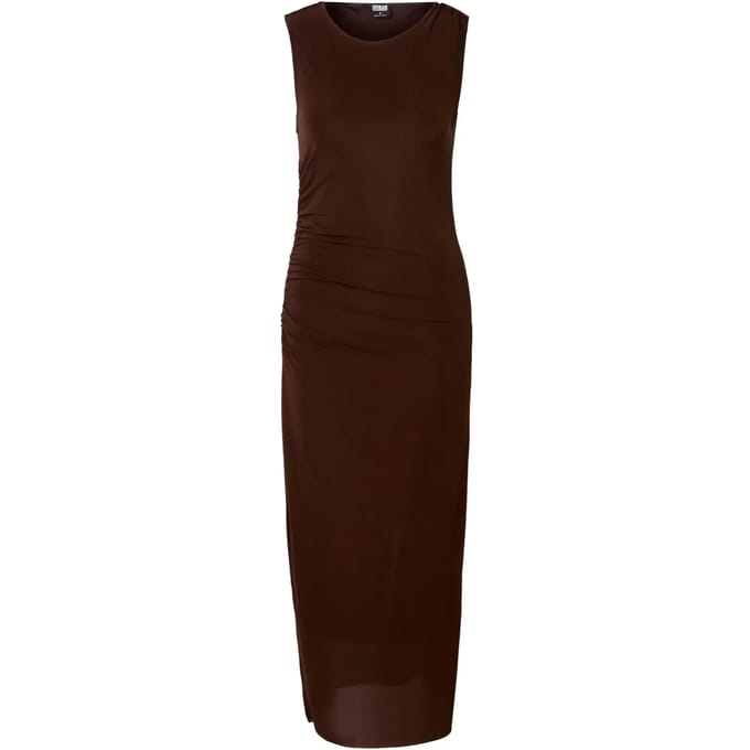 Urban Classics - Ruffled Mesh Lange jurk - M - Bruin