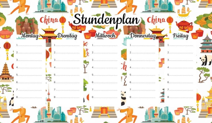 Wallvy Plan Lekcji - Magnetisch Planbord - Chińskie Symbolen - 45x26CM - Drooguitwisbaar