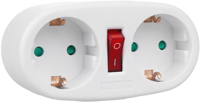 Stopcontact Splitter met 2 Stopcontacten en Aardlekschakelaar Type F 2x16A