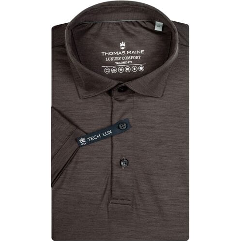 Thomas Maine Polo Wool Short Sleeve Luxury Comfort Bruin / male