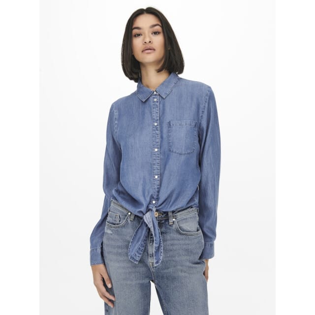 Jacqueline de Yong jasper l/s knot shirt wvn 15252957 medium blue denim