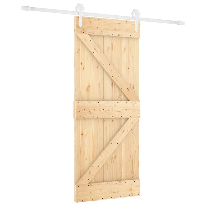 vidaXL - Schuifdeur - 80 - x - 210 - cm - Massief - grenenhout - Natuurlijk - en - Wit