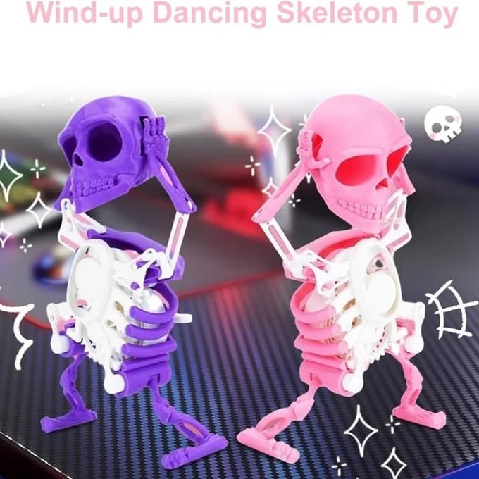 Opwindend Dansend Schedel Speelgoed Kinderen Peuters Bureau Mini 3D Print Schuddende Schedel Pop Veer Mechanisme Speelgoed Grappig Verjaardagscadeau
