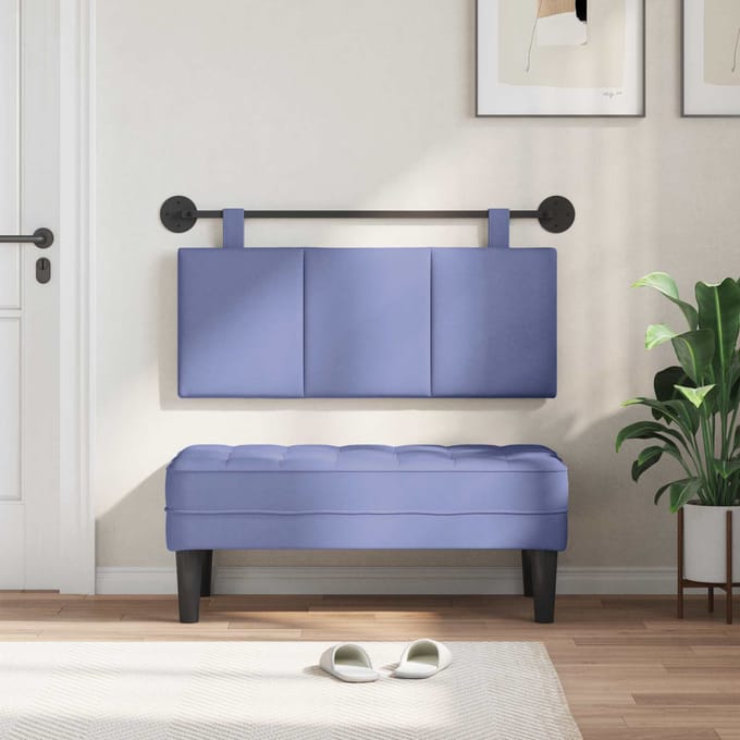vidaXL - Hangend - hoofdbord - Jeans - Blauw - Stof