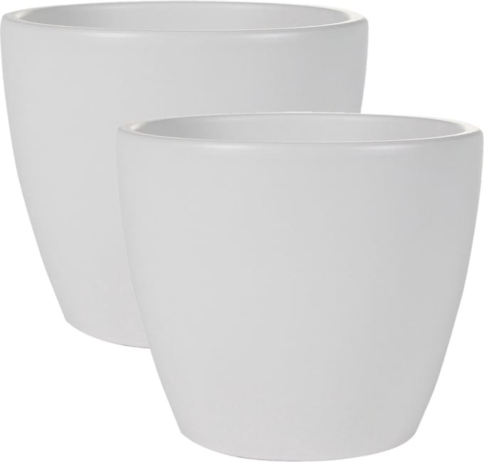 Ter Steege Bloempot - 2x stuks - wit - glans - Scandinavisch - 13 x 16 cm - plantenpot