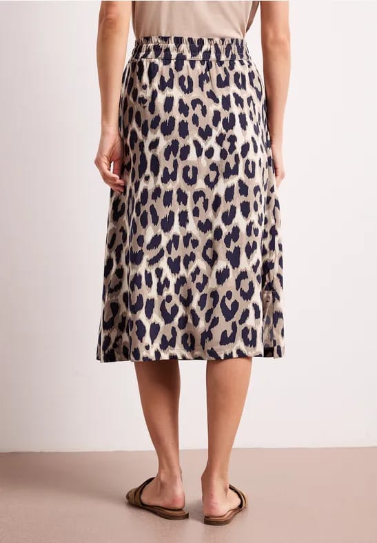 Midi-rok met elastische tailleband en print