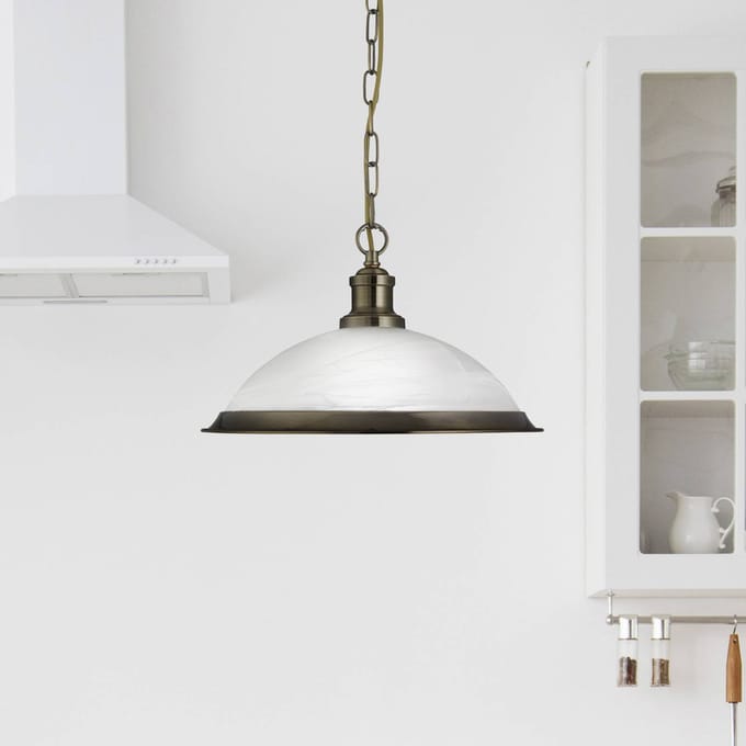 Searchlight Glazen hanglamp Bistro in glanzend goud