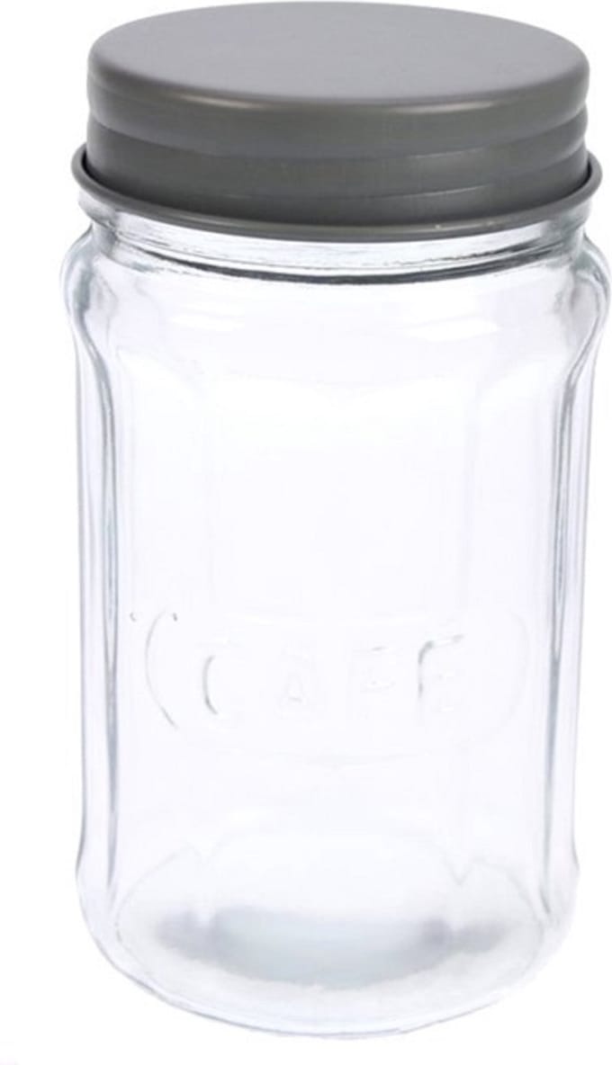 Glazen pot met deksel "café" 16,5x9x8cm