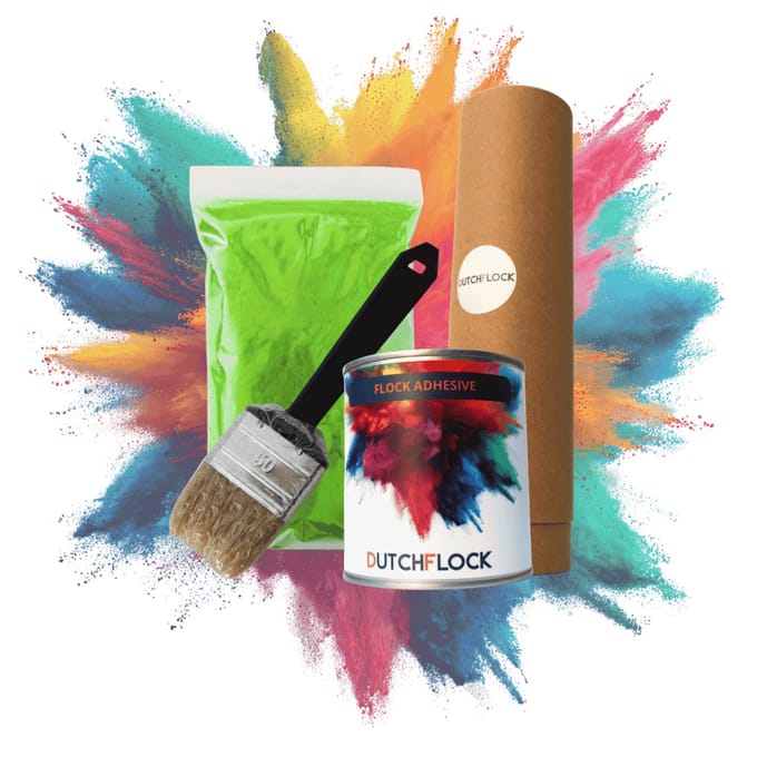 Flocking Kit Kiwi Groen Medium | 200gr. flocking poeder - 250ml flock lijm - applicator - kwast
