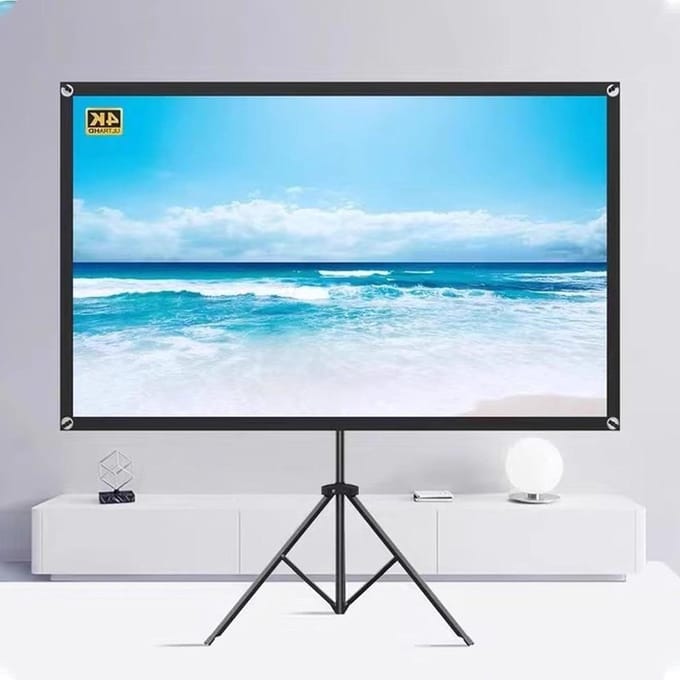 Projectiescherm met standaard - Draagbaar scherm - Thuisbioscoop creëren - Kreukvrij ontwerp - 72 inch - Wit