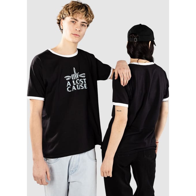 A Lost Cause Razor Ringer T-Shirt zwart