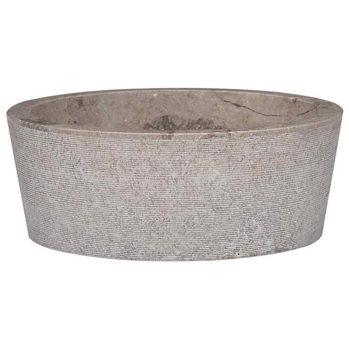vidaXL - Gootsteen - Ø40x15 - cm - marmer - grijs