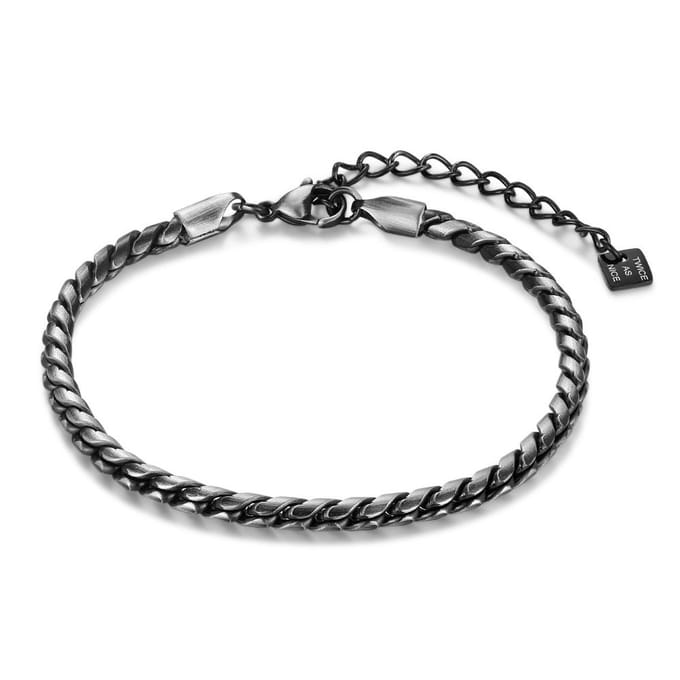 Twice As Nice Armband in edelstaal, mat grijs 20cm+5cm