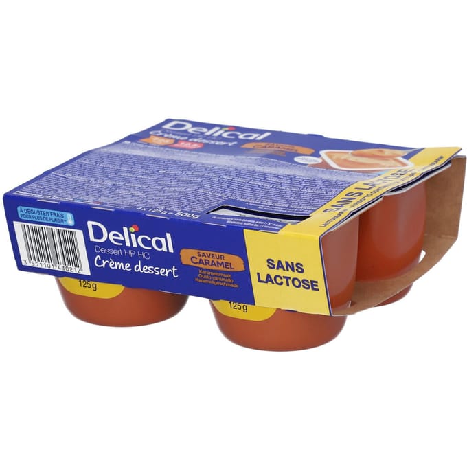 Delical Lactosevrije Dessertcrème Karamel 4x125 Voeding