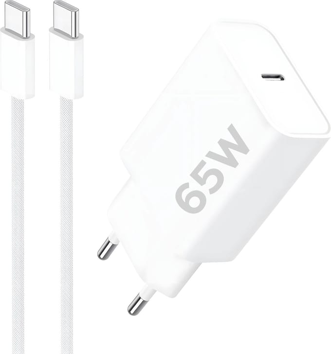 Usb C Oplader 65w + usb-C Kabel 1M - Usb C Laptop Oplader - Fast Charger - Snellader usb-C - GSM Oplader - Usb Adapter