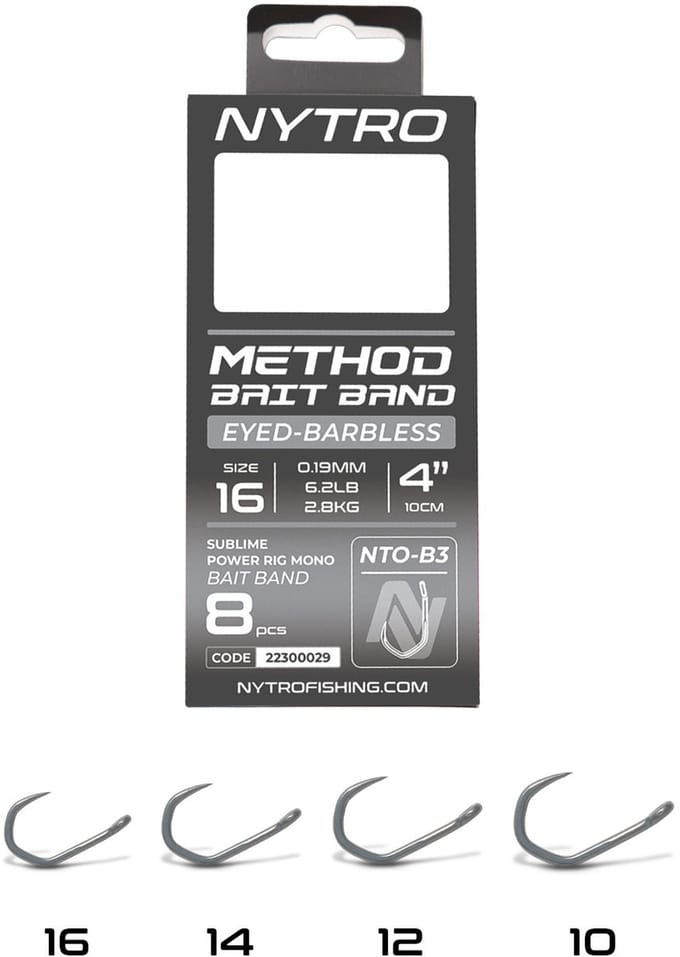 Nytro NTO-B3 Barbless Method Latex Bait Band Rigs – 10 Cm #12 – 0.23mm - 9lb