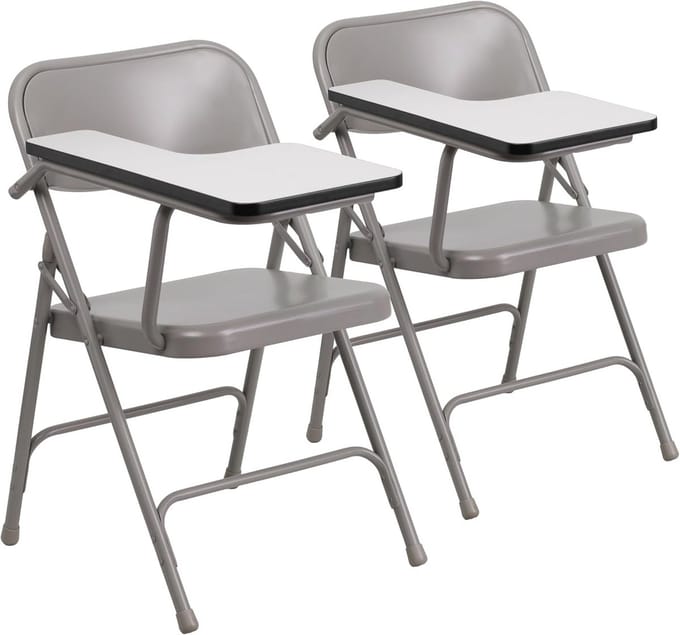 Moderne Vouwstoel met Tabletarm - Beige (2 Stuks)