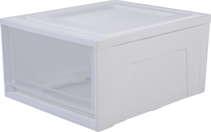 IRIS Maxi Drawer stapellade - 30L - Kunststof - Wit/Transparant