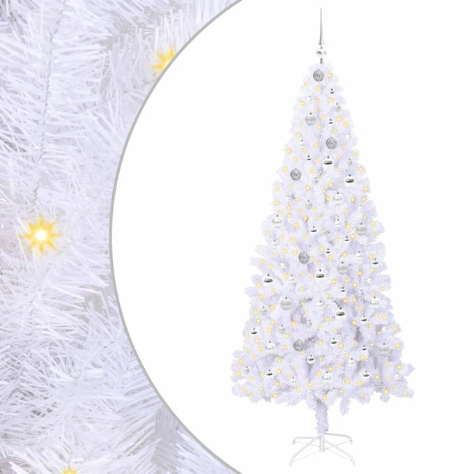 vidaXL Kunstkerstboom met 300 LED Wit 210 cm PVC en staal